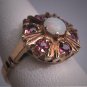 Antique Australian Opal Ruby Ring Vintage Art Deco Wedding 1930 Gold
