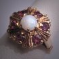 Antique Australian Opal Ruby Ring Vintage Art Deco Wedding 1930 Gold