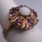 Antique Australian Opal Ruby Ring Vintage Art Deco Wedding 1930 Gold