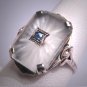 Antique Sapphire Pearl Ring Vintage Art Deco Champhor Glass 1920s
