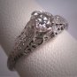 Antique Diamond Platinum Wedding Ring 1/2 Carat Old Euro Cut Vintage Art Deco 1920s Engagement