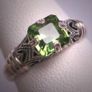 Vintage Peridot Ring Wedding Engagement Victorian Art Deco Style Design Estate