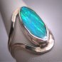 Vintage Australian Black Opal Ring Wedding Silver Gem