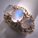 Vintage Victorian Style Moonstone Filigree Ring Band Wedding