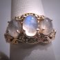 Vintage Victorian Style Moonstone Filigree Ring Band Wedding