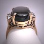 Antique 6ct Black Star Sapphire Diamond Ring Vintage Wedding Art Deco 30s