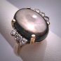 Antique 6ct Black Star Sapphire Diamond Ring Vintage Wedding Art Deco 30s