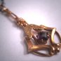 Antique Amethyst Seed Pearl Gold Lavaliere Necklace Victorian c.1910 Suffragette