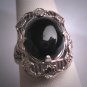 Antique Black Onyx Ring Wedding Vintage Art Deco Filigree c1920