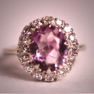 Antique Rose de France Amethyst Diamond Ring Art Deco Wedding