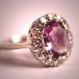 Antique Rose de France Amethyst Diamond Ring Art Deco Wedding