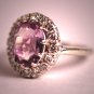 Antique Rose de France Amethyst Diamond Ring Art Deco Wedding