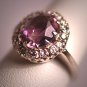 Antique Rose de France Amethyst Diamond Ring Art Deco Wedding