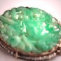 Antique Jade Brooch Pin 14K Gold Jadeite Seed Pearls 1920s