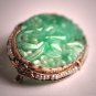 Antique Jade Brooch Pin 14K Gold Jadeite Seed Pearls 1920s