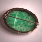 Antique Jade Brooch Pin 14K Gold Jadeite Seed Pearls 1920s