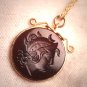 Antique Victorian Carnelian Glass Intaglio Cameo Pendant Gold c.1890 Neo Classic