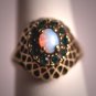 Antique Opal Emerald French Paste Ring Art Deco Victorian 1930