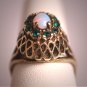 Antique Opal Emerald French Paste Ring Art Deco Victorian 1930
