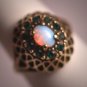 Antique Opal Emerald French Paste Ring Art Deco Victorian 1930