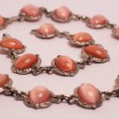 Antique Pink Moonstone Paste Necklace and Bracelet Set Art Deco
