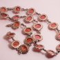 Antique Pink Moonstone Paste Necklace and Bracelet Set Art Deco