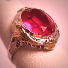 Antique Ruby Ring Victorian Art Deco Filigree