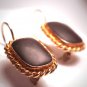 Vintage Georgian Victorian Revival Black Jet Earrings Gold