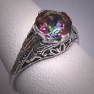 Vintage Mystic Topaz Ring Vintage Art Deco Filigree Wedding