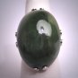 Large Vintage Jade Ring Silver Retro Art Deco Setting