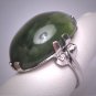 Large Vintage Jade Ring Silver Retro Art Deco Setting
