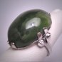 Large Vintage Jade Ring Silver Retro Art Deco Setting