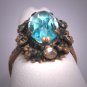 Antique Czech Aquamarine Paste Ring Vintage Art Deco Victorian