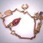 Antique Charm Bracelet Victorian Gold Enamel Garnets Gems