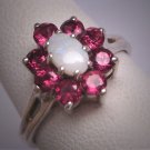 Vintage Australian Opal Ruby Ring Retro Art Deco Wedding