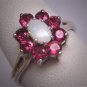 Vintage Australian Opal Ruby Ring Retro Art Deco Wedding