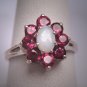 Vintage Australian Opal Ruby Ring Retro Art Deco Wedding