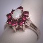 Vintage Australian Opal Ruby Ring Retro Art Deco Wedding