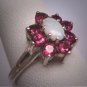 Vintage Australian Opal Ruby Ring Retro Art Deco Wedding