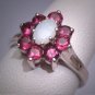 Vintage Australian Opal Ruby Ring Retro Art Deco Wedding