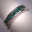 Emerald Wedding Ring Band Vintage Retro Art Deco