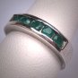 Emerald Wedding Ring Band Vintage Retro Art Deco