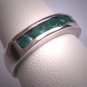Emerald Wedding Ring Band Vintage Retro Art Deco