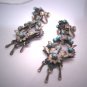 Large Antique Turquoise Silver Bird Earrings Oaxaca Mexican Vintage Art Deco 1930