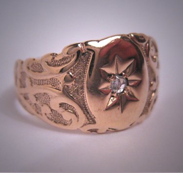 Antique Diamond Wedding Ring Band Victorian Rose Cut