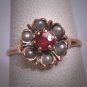 Antique Victorian Ruby Ring Seed Pearls Vintage Wedding Rare 1800s