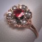 Antique Victorian Ruby Ring Seed Pearls Vintage Wedding Rare 1800s