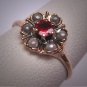 Antique Victorian Ruby Ring Seed Pearls Vintage Wedding Rare 1800s
