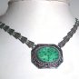 Amazing Antique Jade Enamel Filigree Necklace Vintage Art Deco 20s