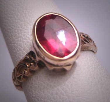 Antique Ruby Red Spinel Wedding Ring Gold Victorian - Art Deco c.1900